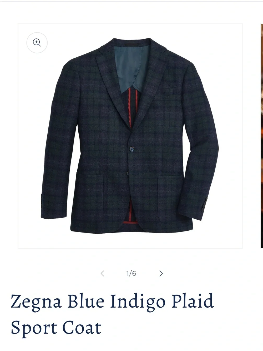 NEW WITH TAGS Onward Reserve Ermenegildo Zegna Dark Navy Plaid Sport Coat